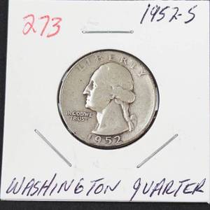 1952-S Washington silver quarter