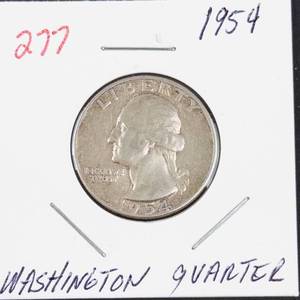 1954 Washington silver quarter