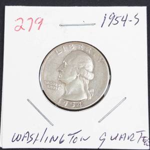 1954-S Washington silver quarter