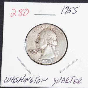1955 Washington silver quarter