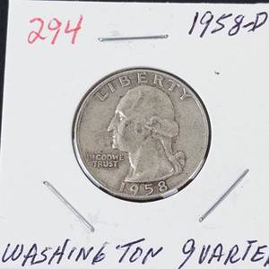 1958-D Washington silver quarter