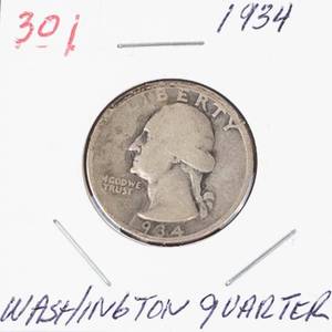 1934 Washington silver quarter