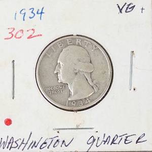 1934 Washington silver quarter