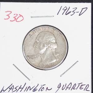 1963-D Washington silver quarter