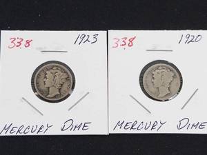 1920, 1923 Mercury dimes