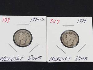 1924, 1924-D Mercury dimes