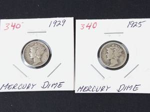 1925, 1929 Mercury dimes