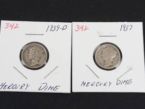 1937, 1939-D Mercury dimes