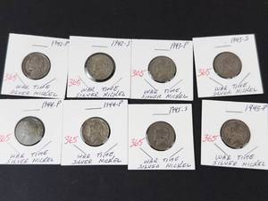 8) mixed date silver war nickels
