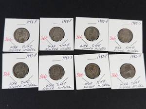 8) mixed date silver war nickels