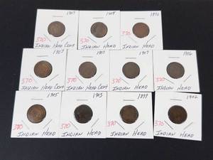 11 mixed date Indian Head Pennies