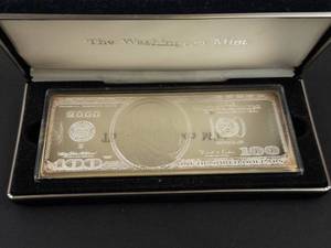Washington Mint .999  4 ounce 100 dollar silver bar,  circa 2000 in original box