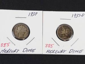 1937-D, 1939 Mercury dimes