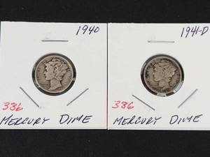 1940, 1941-D Mercury dimes