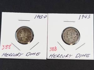 1943, 1943-D Mercury dimes
