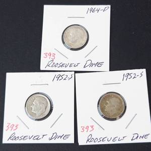 2) 1952-S and 1) 1964-D Roosevelt dimes
