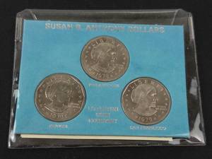 1979 P,D,S Susan B Anthony  3 coin set Littleton packaging