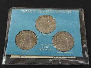 1979 P,D,S Susan B Anthony  3 coin set Littleton packaging