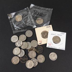 1 bag of mixed date Jefferson nickels  first year 1938, and 2 in Littleton packaging