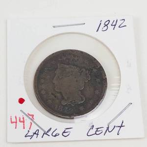 1842 US Large cent, pitted obverse