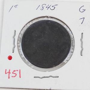 1845 US Large cent, corrosion