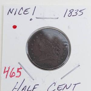 1835 US Half cent, very nice