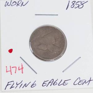 1858 Flying Eagle cent, worn