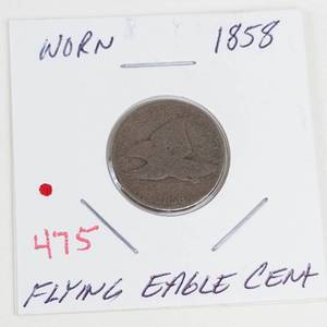 1858 Flying Eagle cent, worn