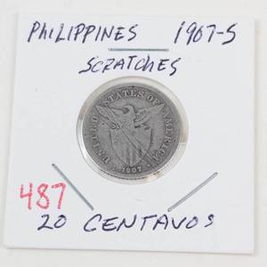 Philippines 1907-S 20 centavos silver
