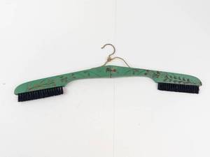 Vintage Folding Wooden Coat Hanger With Brush Ends