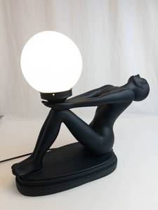 Modern Sculptural Floor Lamp Figure With Globe Shade - Working