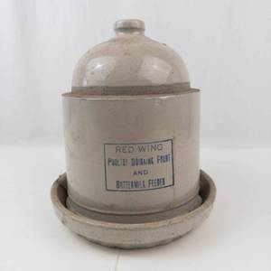 Vintage Red Wing Stoneware Poultry Drinking Fountain & Buttermilk Feeder