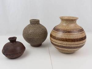 Studio Pottery Vase Trio
