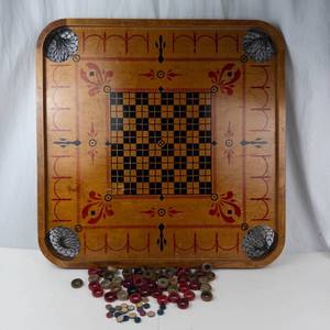 Vintage Carrom Company Game Board With Rings & Checkers