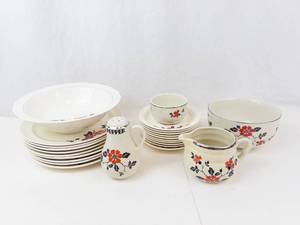 Vintage Hall China Red Poppy Dinnerware Set