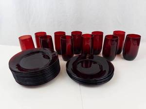 Vintage Anchor Hocking Royal Ruby Red Glassware Set