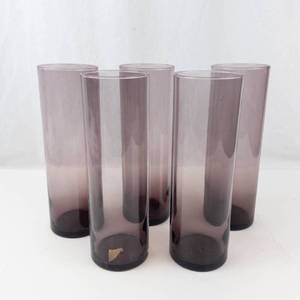 Vintage Smoke Amethyst Cylinder Vases (Lot of 5)