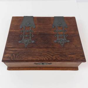 Antique Wooden Box With Brass Hinges