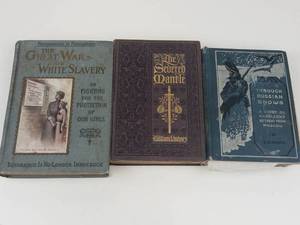 Vintage Book Mixed Lot the Great War on White Slavery, the Severed Mantle & Through Russian Snows