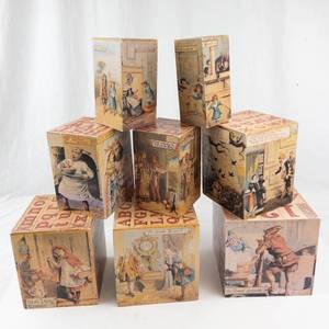 Vintage McLoughlin Brothers Victorian Lithographed Nesting Blocks (Set of 8)