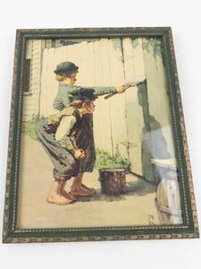 Vintage Norman Rockwell Tom Sawyer Whitewashing the Fence Framed Print