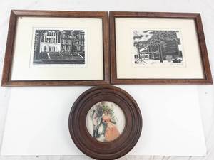 LeRoy B. Schwan Framed Prints & Round Portrait Wall Art (Lot of 3)