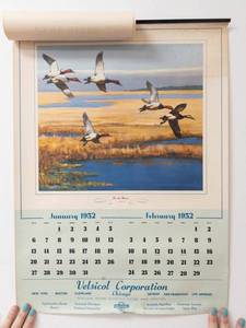 Vintage 1952 Velsicol Corporation Game Birds Calendar