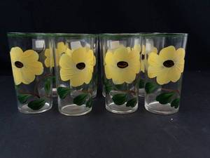 Floral Painted Glass Tumblers (Lot of 8)