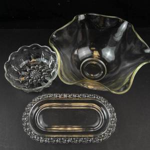Clear Pressed Glass Serving Bowl Set