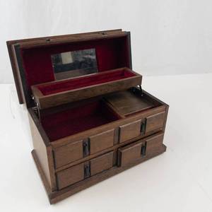 Vintage Wood Musical Jewelry Box With Drawers
