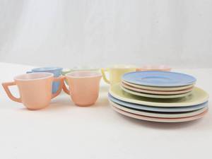 Vintage Hazel Atlas Little Hostess Platonite Milk Glass Tea Set (Lot of 14)