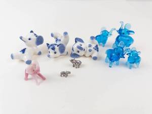 Mixed Elephant Figurines Glass & Metal (Lot of 10)