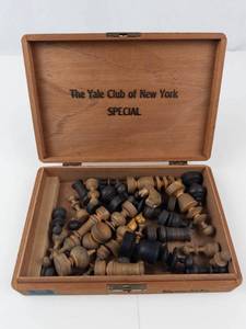 Wooden Chess Pieces in Yale Club of New York Special Box