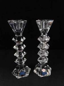 Pair of Godinger Crystal Legends Lead Crystal Candlesticks